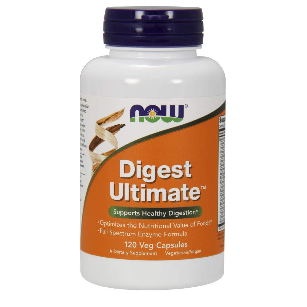 NOW Foods Digest Ultimate: frasco de cápsulas vegetales para uso diario.