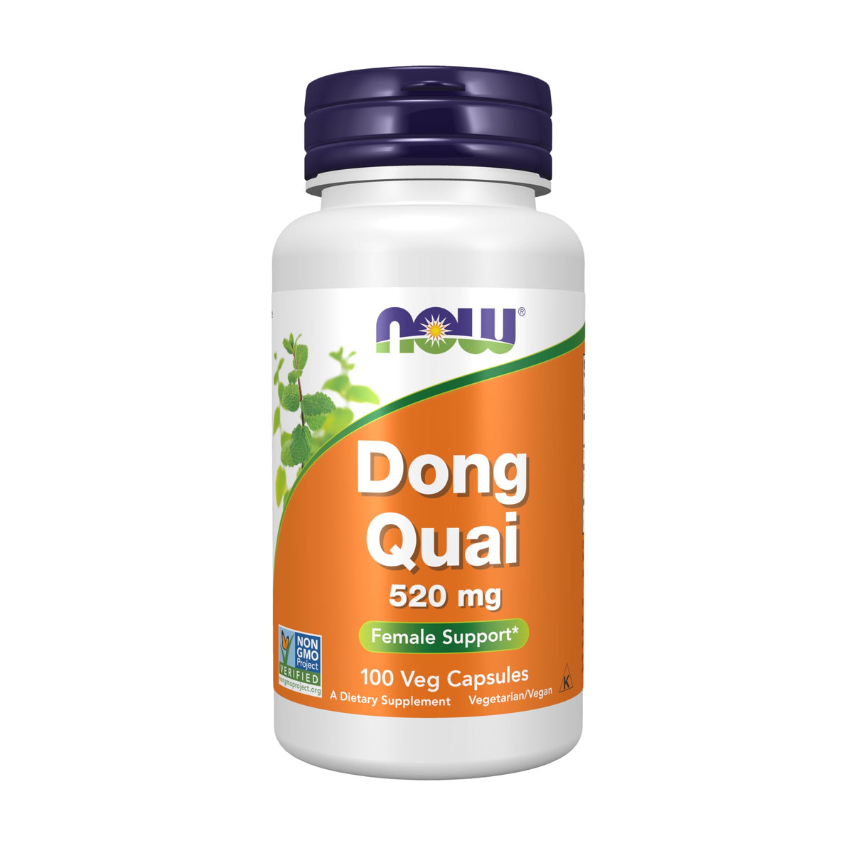 NOW Foods Dong Quai 520 mg, paquete 2, apoyo diario para bienestar femenino.