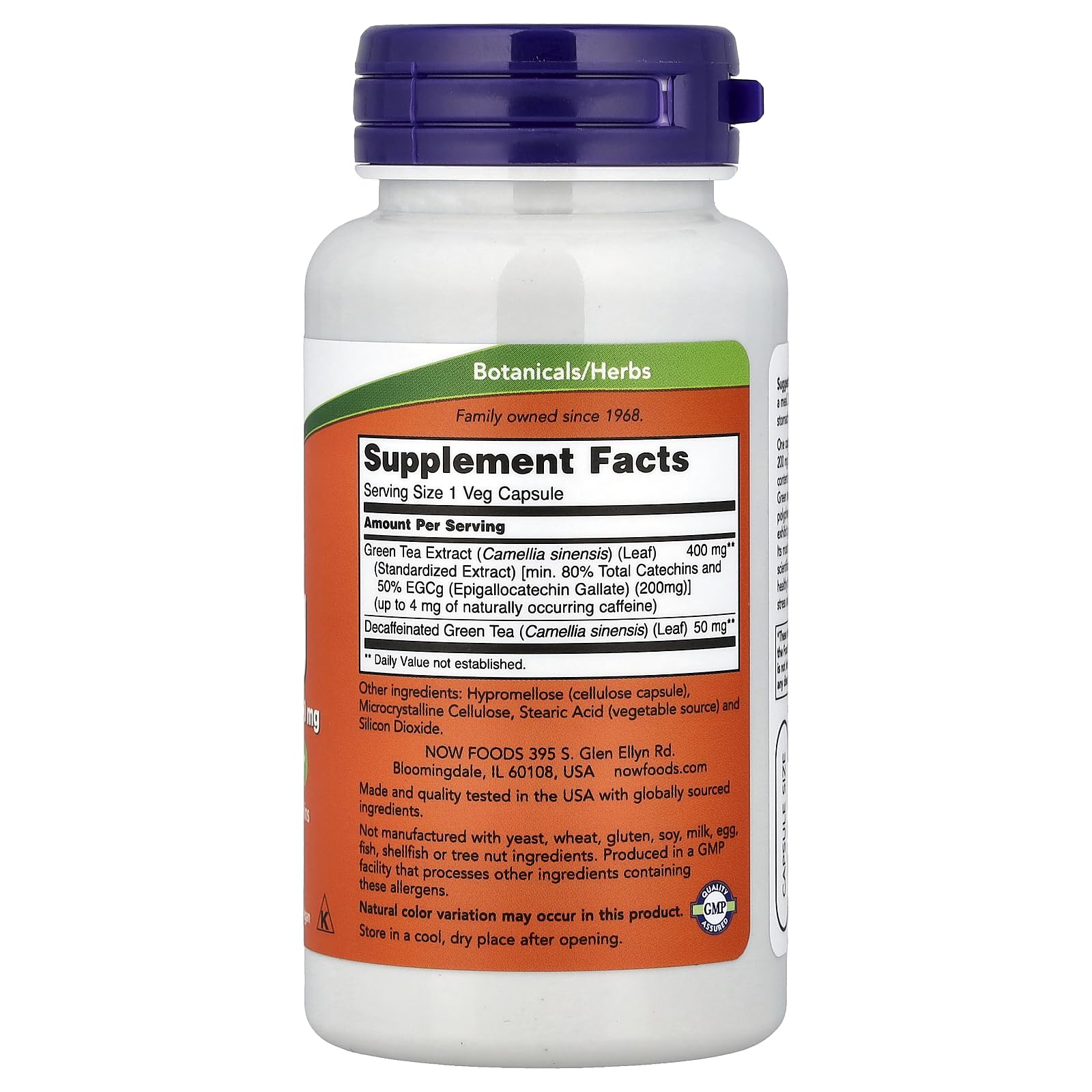 NOW Foods EGCG 400 mg, cápsula de té verde para antioxidantes diarios.