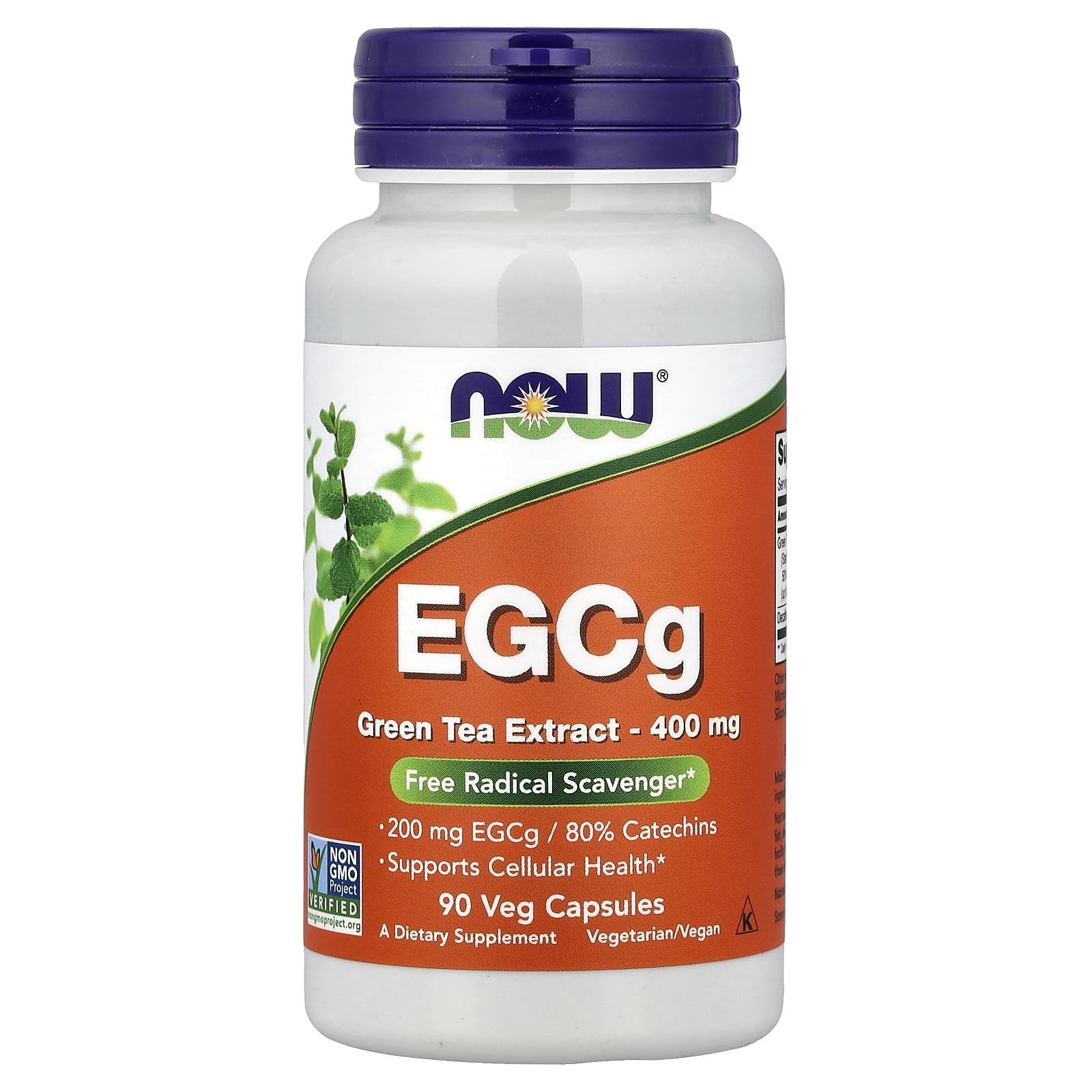 NOW Foods EGCG 400 mg, cápsula de té verde para apoyar la salud celular.