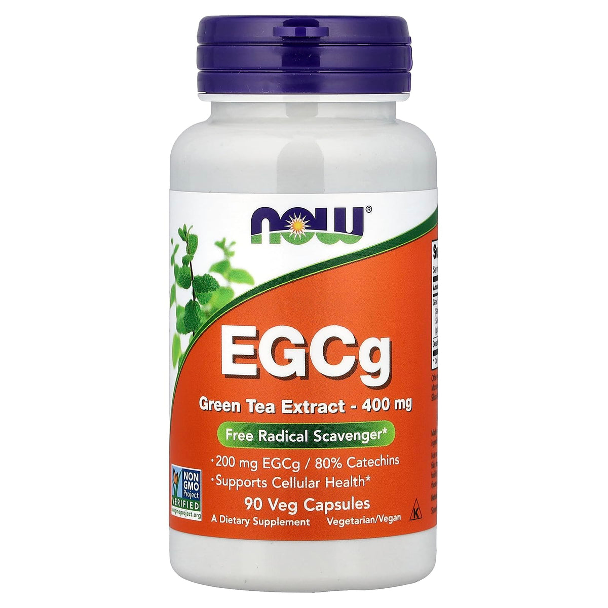 NOW Foods EGCG 400 mg, cápsula de té verde para apoyar la salud celular.
