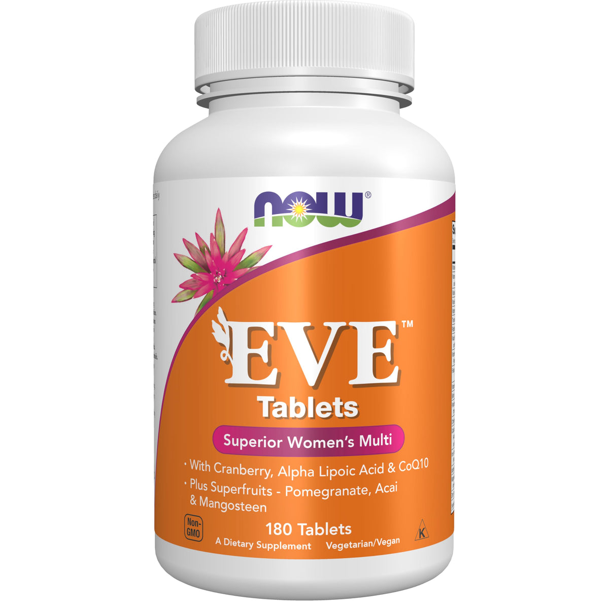 NOW Foods Eve Multivitamin: botella en primer plano, apoyo nutricional diario para mujeres.