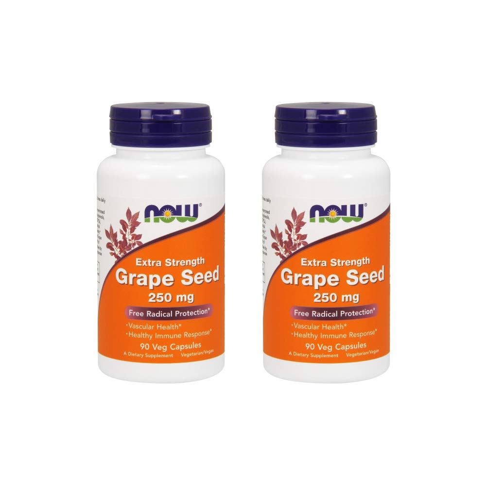 NOW Foods Extracto de Semilla de Uva botella de 90 cápsulas, polifenoles para la rutina diaria