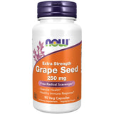 NOW Foods Extracto de Semilla de Uva etiqueta frontal, información clara del producto