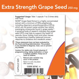 NOW Foods Extracto de Semilla de Uva etiqueta reverso, certificaciones y contenido visibles