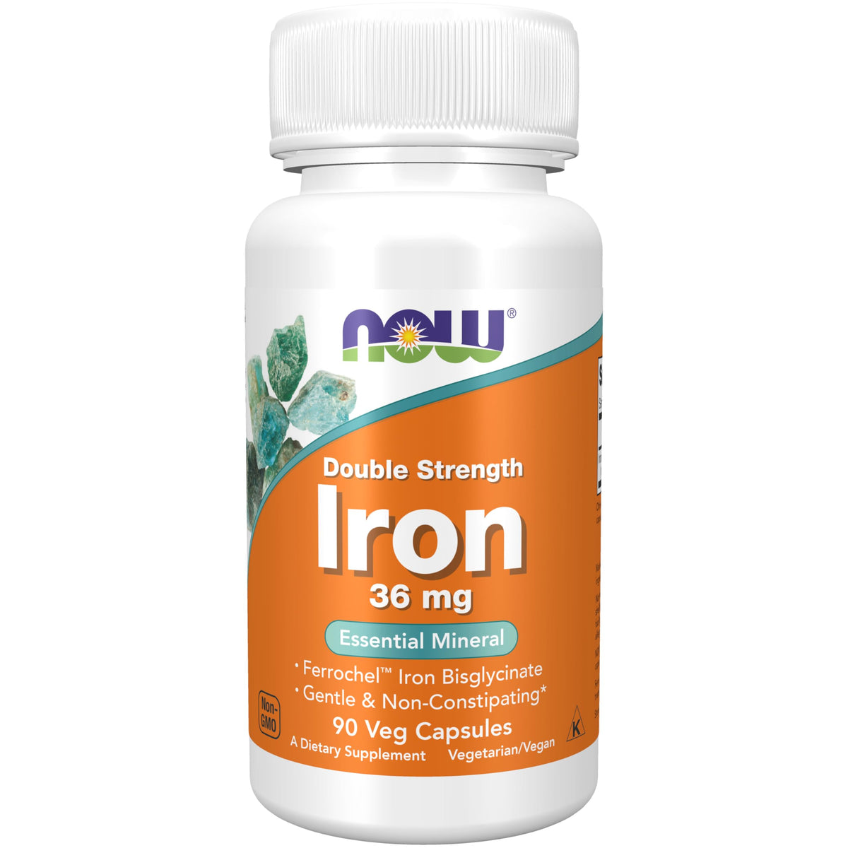 NOW Foods Ferrochel Iron Bisglycinate, botella: absorción suave para energía diaria.