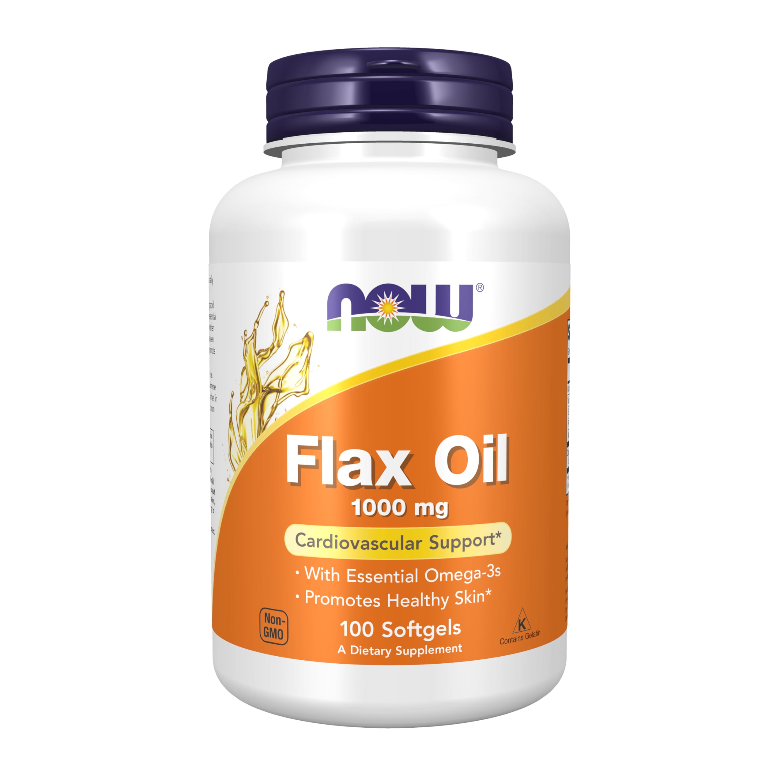 NOW Foods Aceite de Linaza 1000 mg, frasco de cápsulas blandas para dieta equilibrada