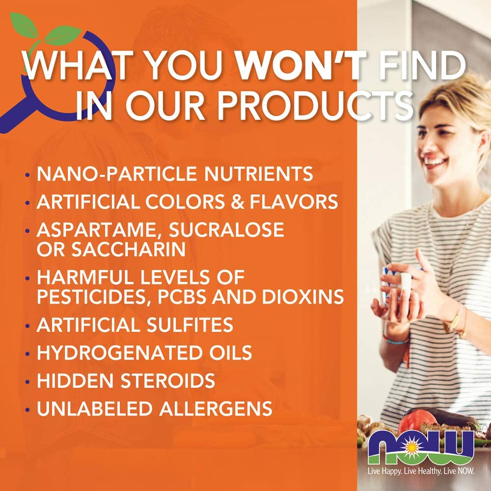 NOW Foods GABA 750 mg, cápsulas con variación de color natural.