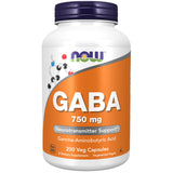 NOW Foods GABA 750 mg cápsulas vegetales, apoyo a la relajación diaria.