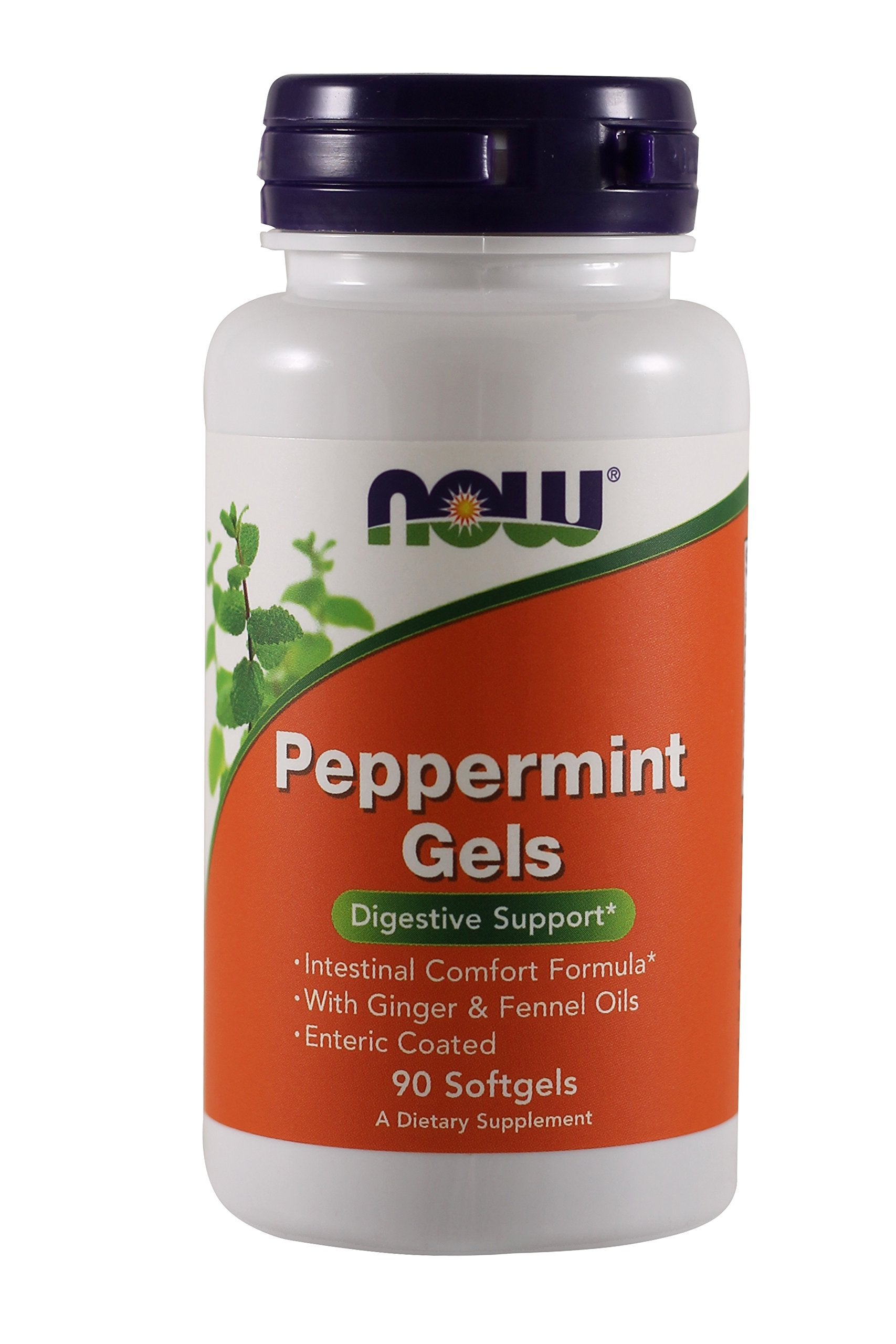 NOW Foods geles de menta en botella, ideal para comodidad digestiva diaria