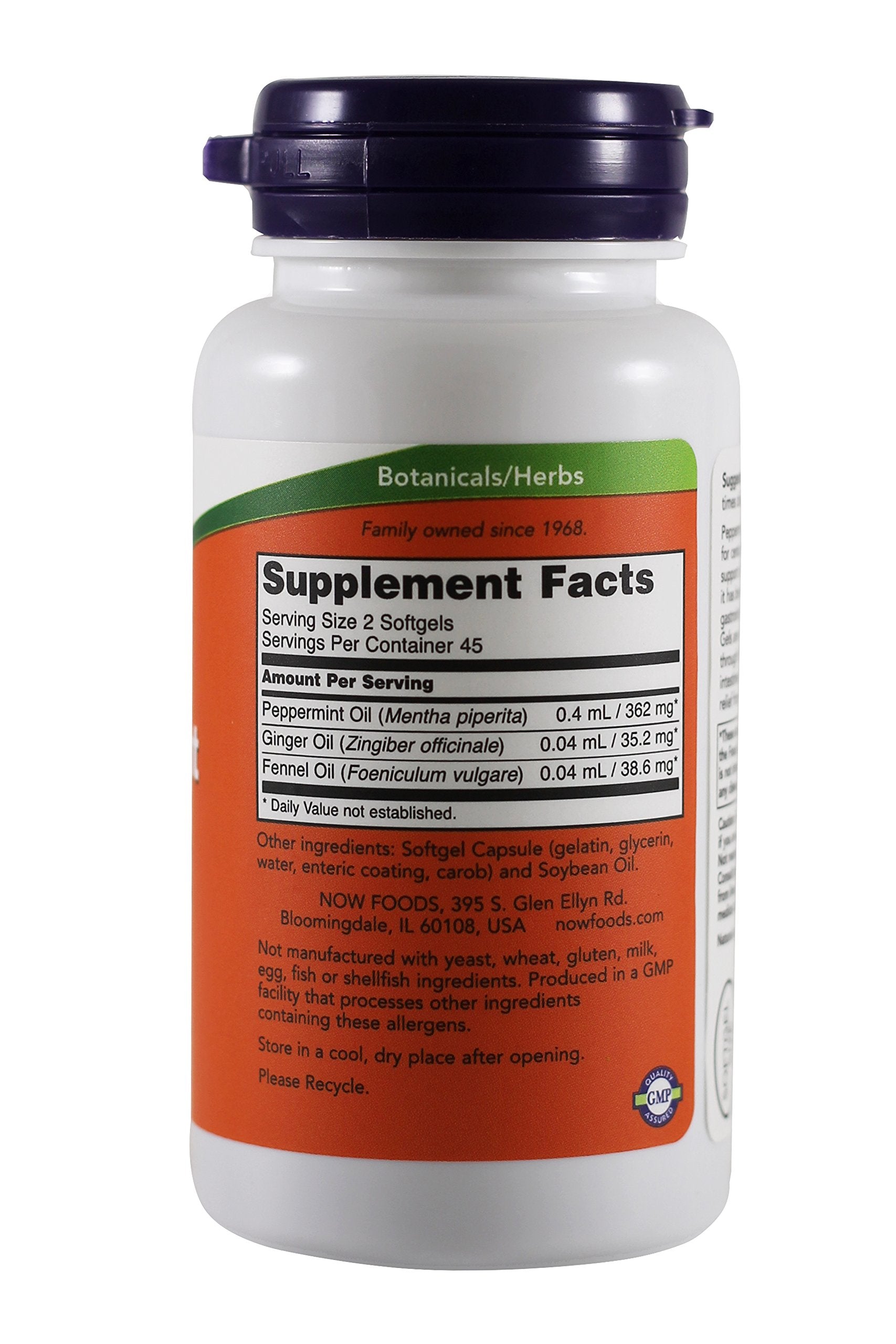 NOW Foods geles de menta en cápsulas recubiertas, para liberación en intestino