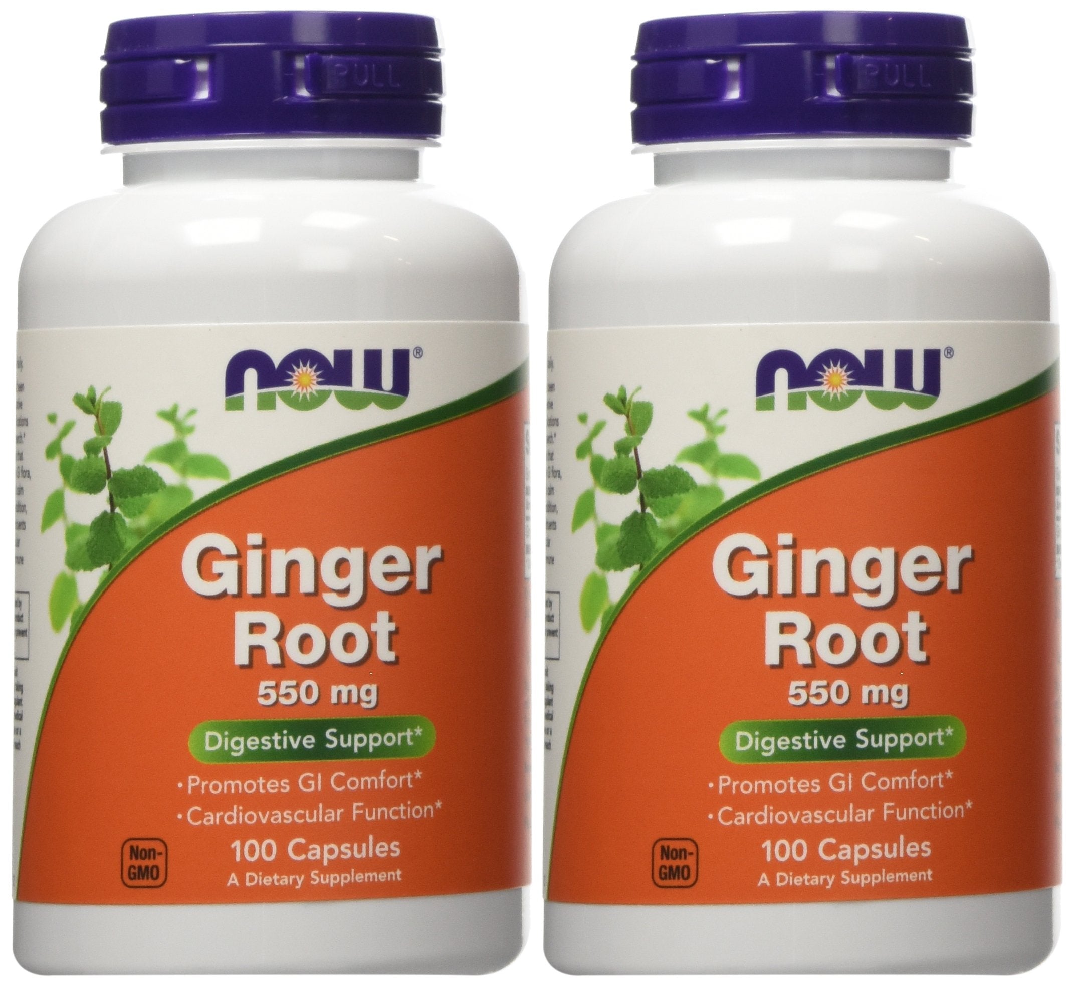 NOW Foods Jengibre raíz 550 mg cápsulas en botella para apoyo digestivo