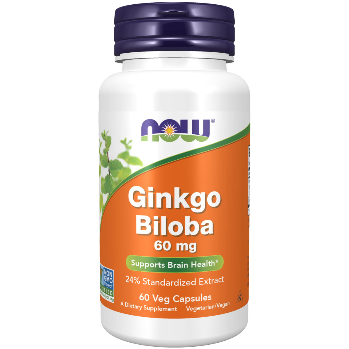 NOW Foods Ginkgo Biloba 60 mg en cápsulas vegetales para uso diario