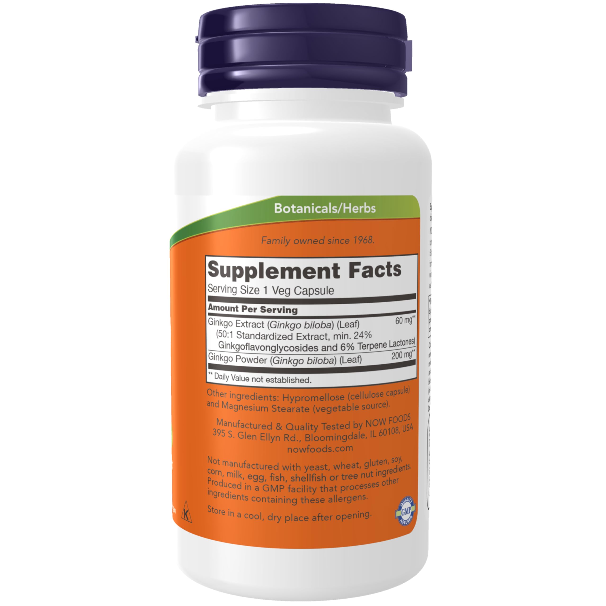 Extracto estandarizado al 24% de NOW Foods Ginkgo Biloba para mayor consistencia