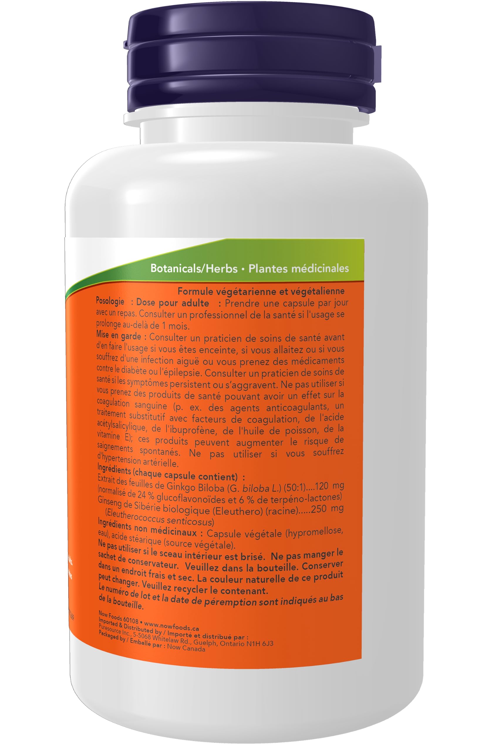 NOW Foods Ginkgo Biloba 120 mg frasco de cápsulas, uso diario cómodo