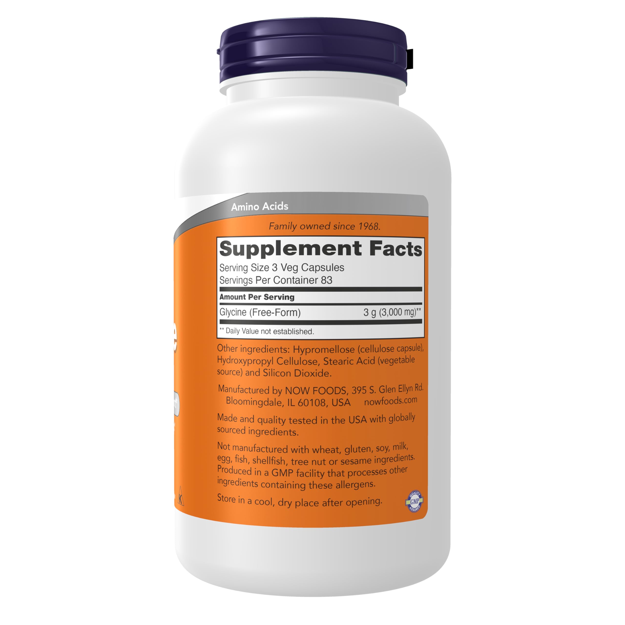 NOW Foods glicina 1000 mg, cápsulas veganas; ideal para el sistema nervioso.