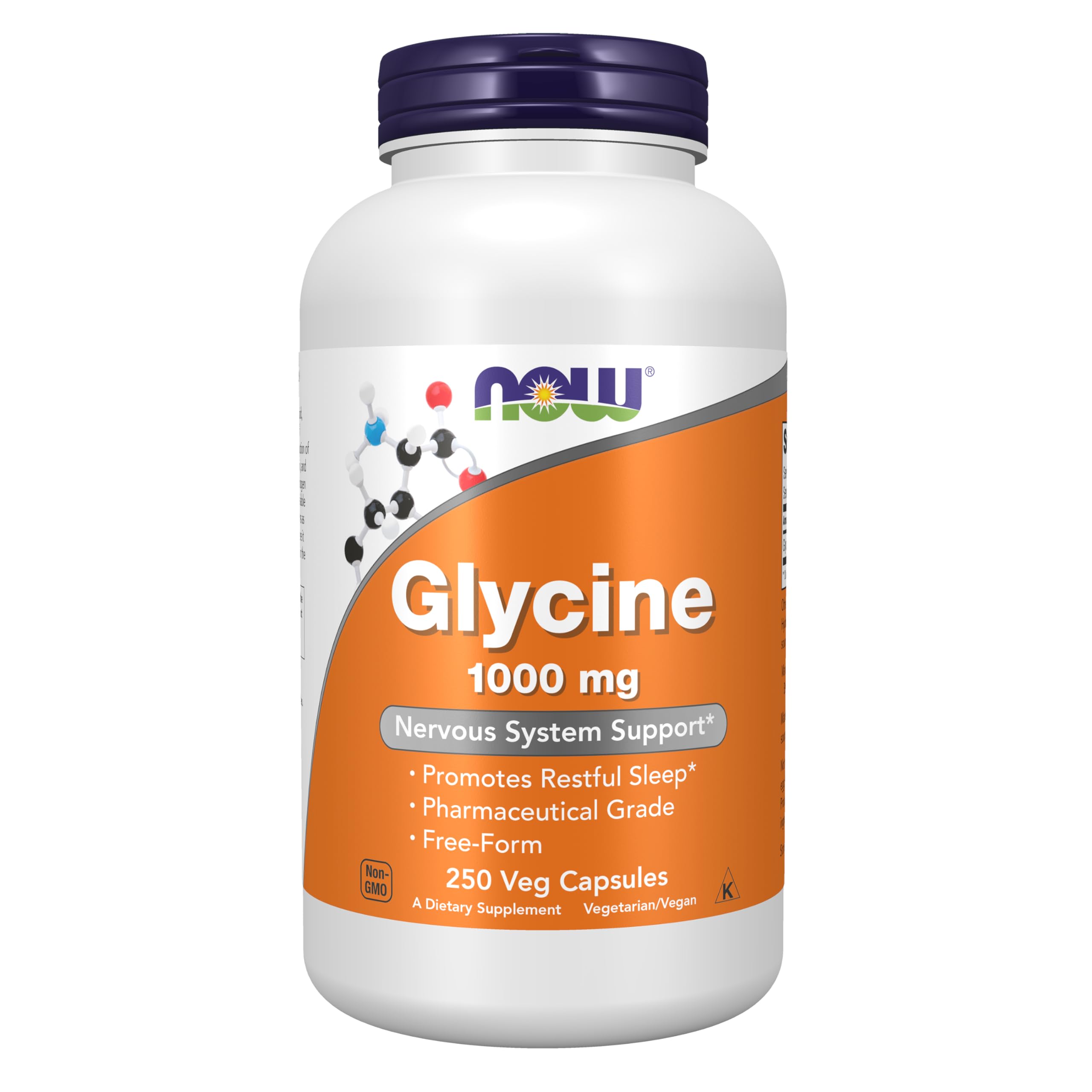 NOW Foods glicina 1000 mg, frasco de cápsulas; apoyo para un sueño saludable.