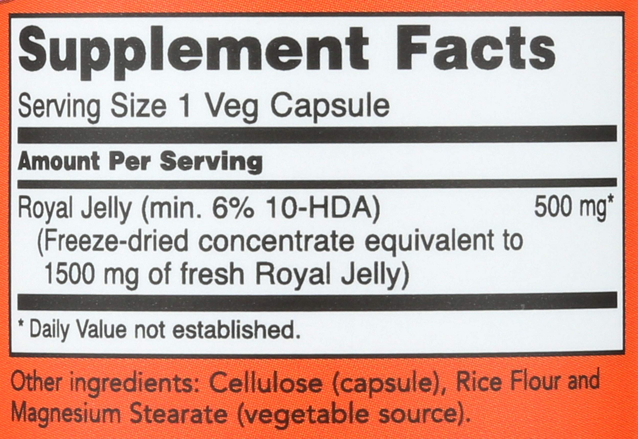 Etiqueta frontal de NOW Foods Jalea Real 1500 mg con información clara.