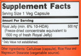 Etiqueta frontal de NOW Foods Jalea Real 1500 mg con información clara.