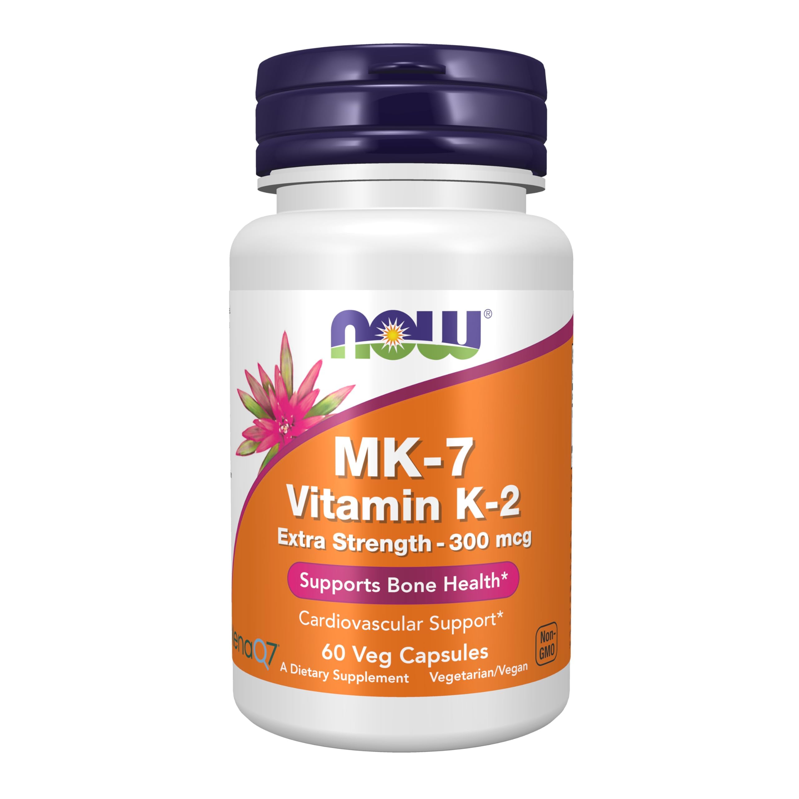 NOW Foods K2 MK7 300 mcg frasco vegetal con cápsulas para soporte óseo potencial