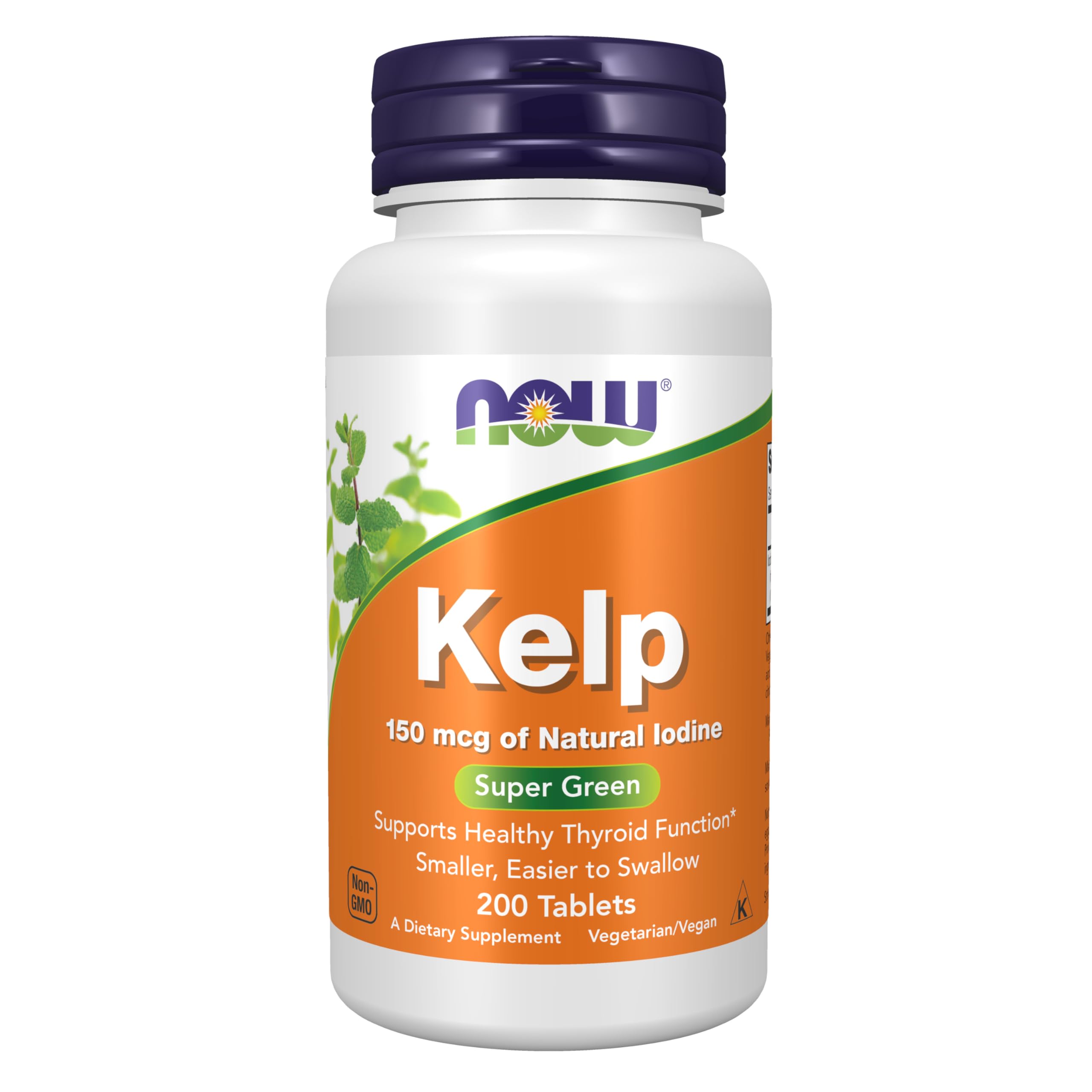 NOW Foods Kelp: tableta fácil de tragar para soporte diario de yodo natural.