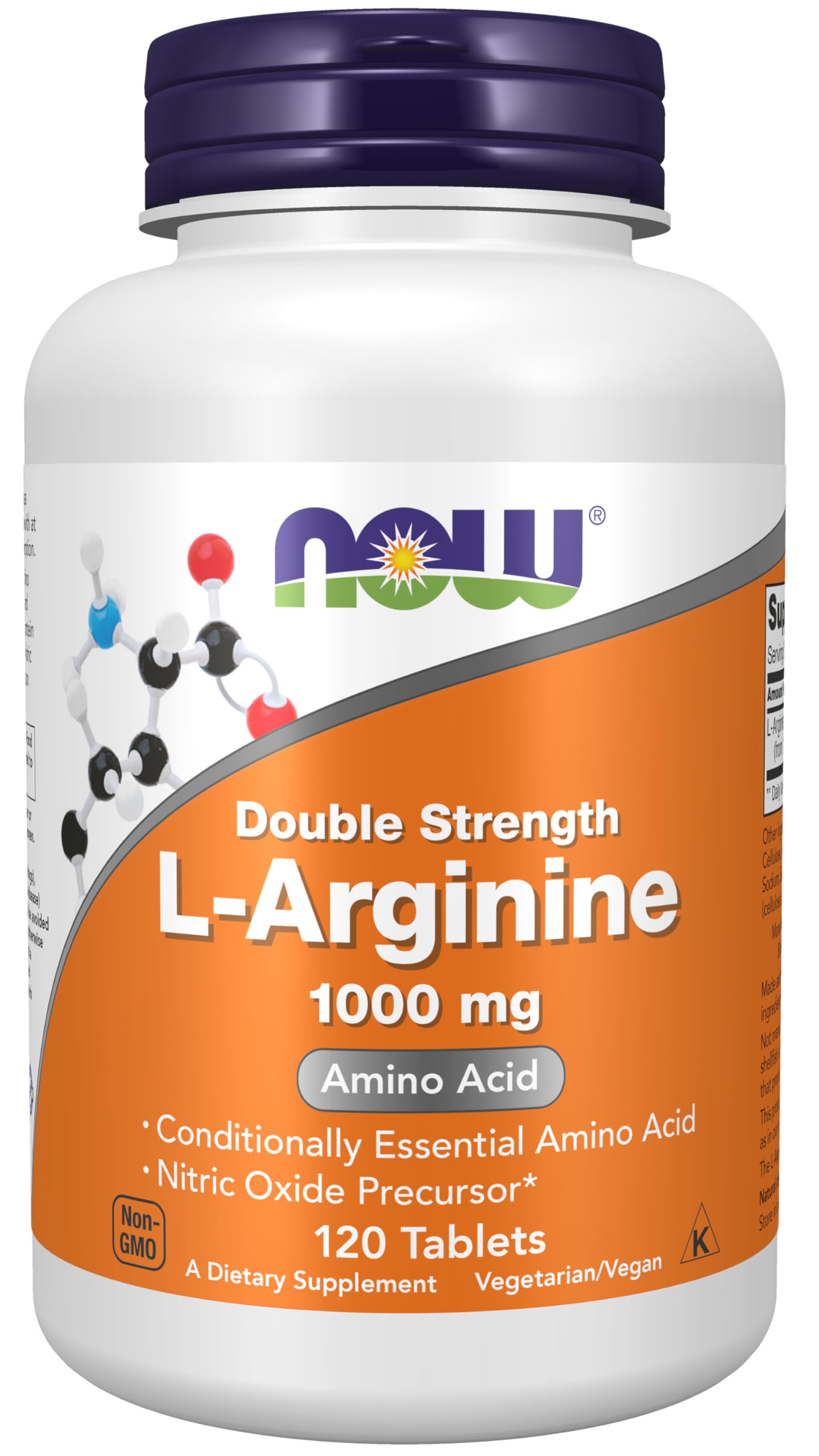 NOW Foods L-Arginina etiqueta trasera con datos de ingredientes