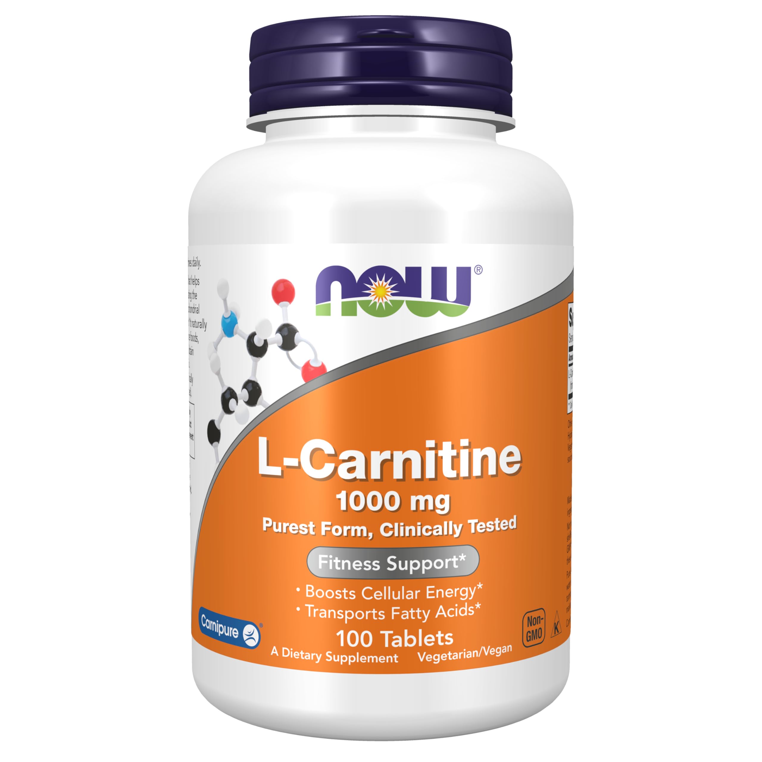 NOW Foods L-Carnitina 1000 mg, botella con tabletas para energía diaria