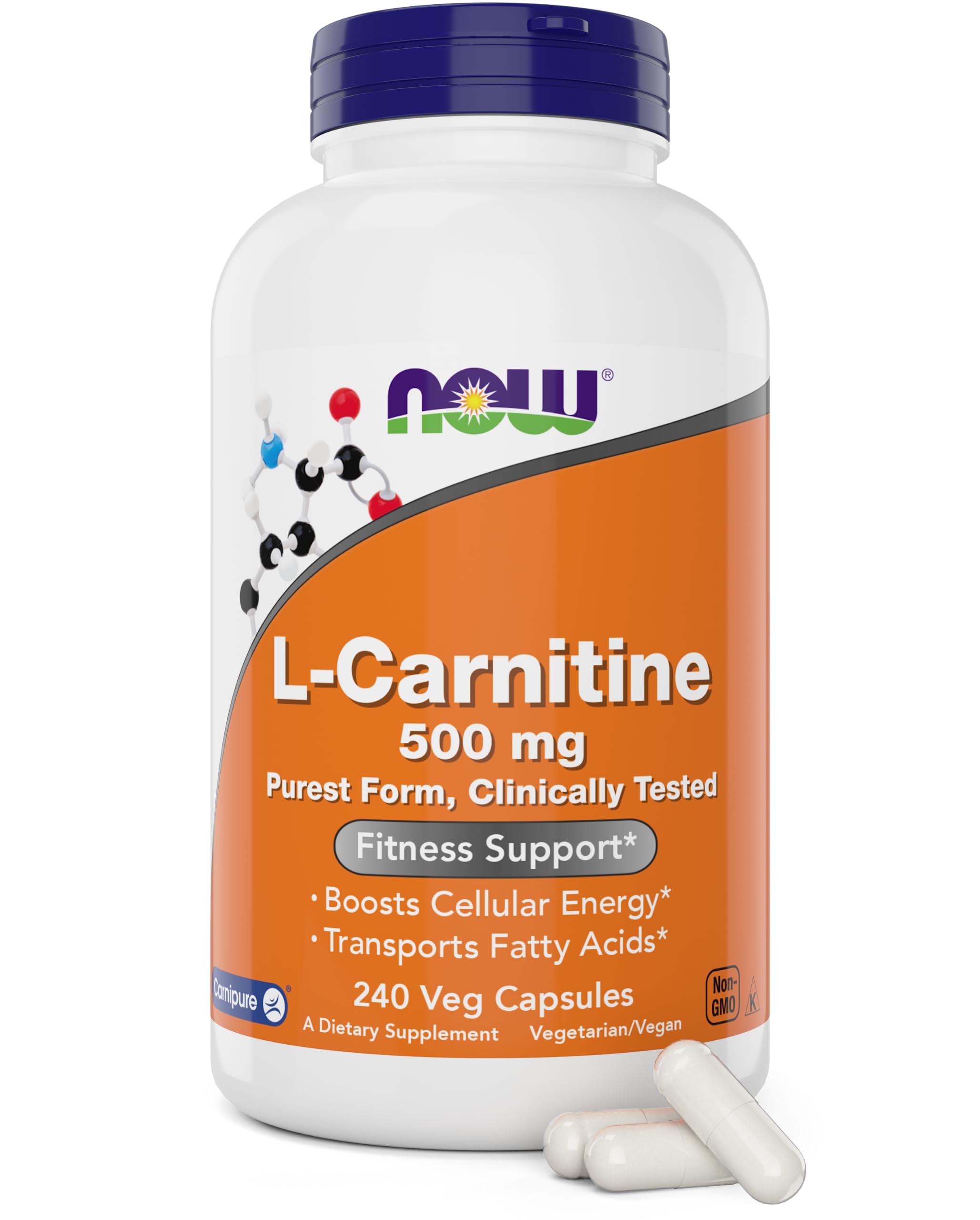 NOW Foods L-Carnitina 500 mg: cápsulas vegetales para energía diaria
