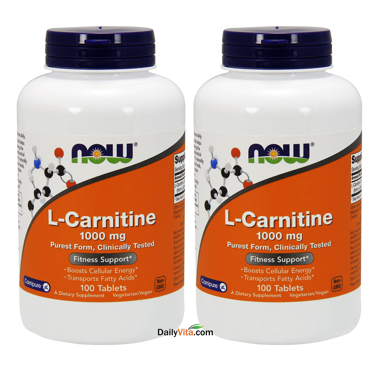NOW Foods L-Carnitine Tartrate 1000 mg, empaque visible, apoyo a la energía diaria y movilidad