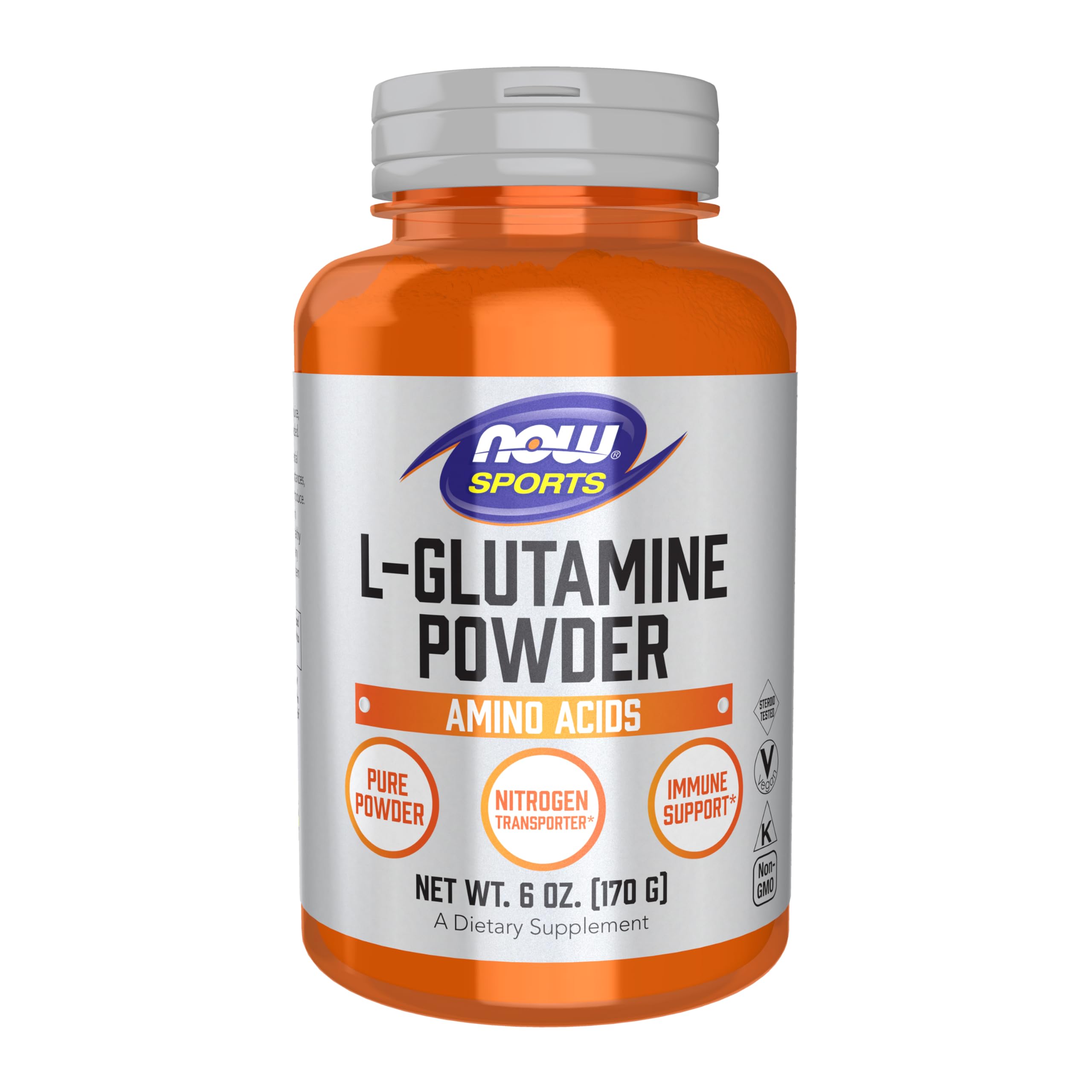 NOW Foods L-Glutamina Pura en Polvo, botella, apoyo a la masa muscular