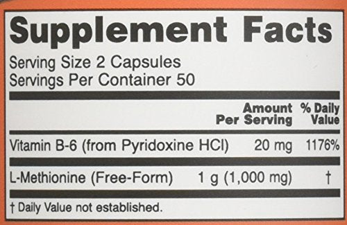 NOW Foods L-metionina 500 mg, botella con tapa, opción diaria conveniente para la rutina.