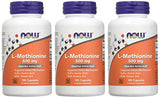 NOW Foods L-metionina 500 mg, etiqueta clara con información de ingredientes y uso recomendado.