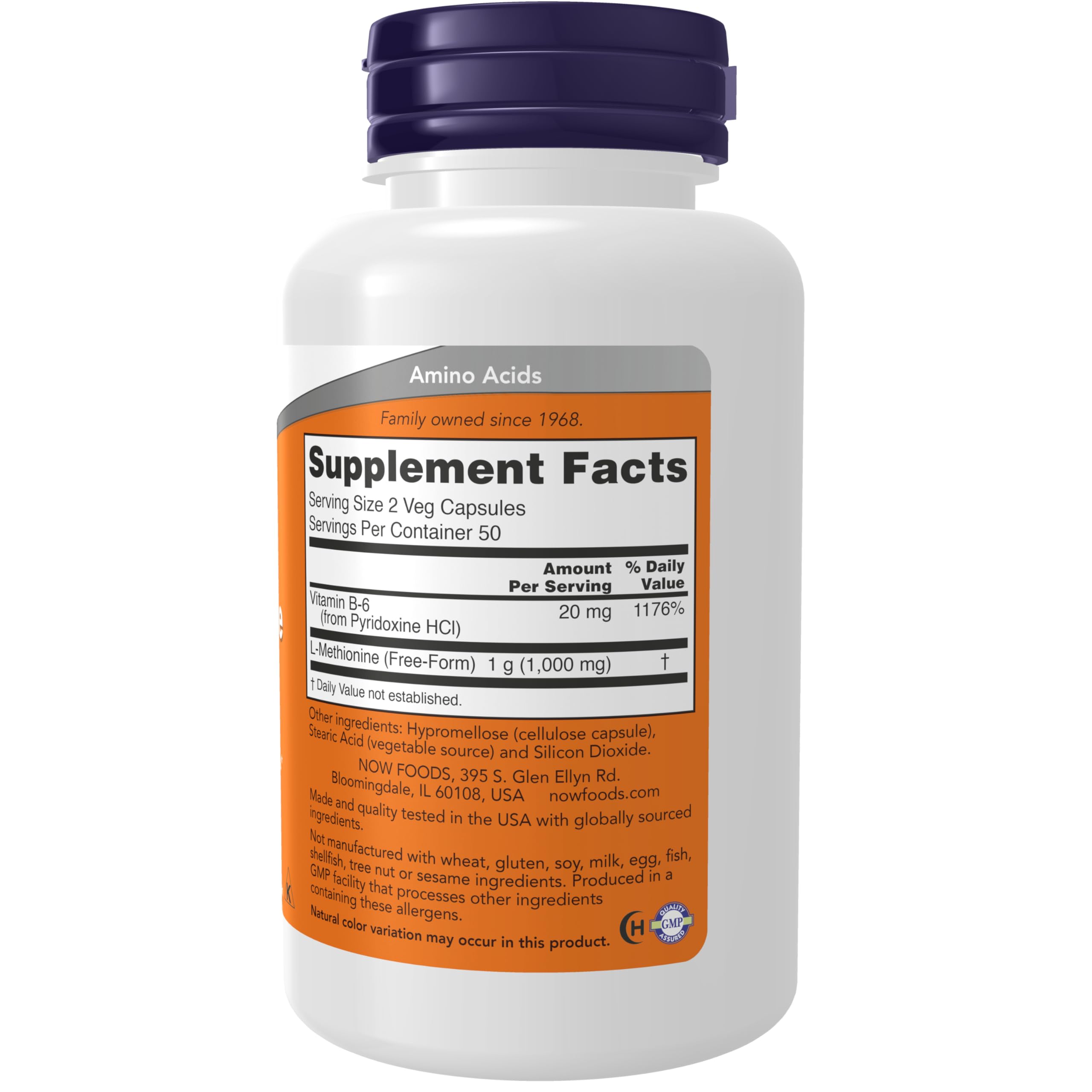 NOW Foods L-Metionina 500 mg bote: fuente de aminoácidos esenciales para la síntesis proteica