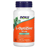 Now Foods L-OptiZinc, botella de suplemento para inmunidad diaria
