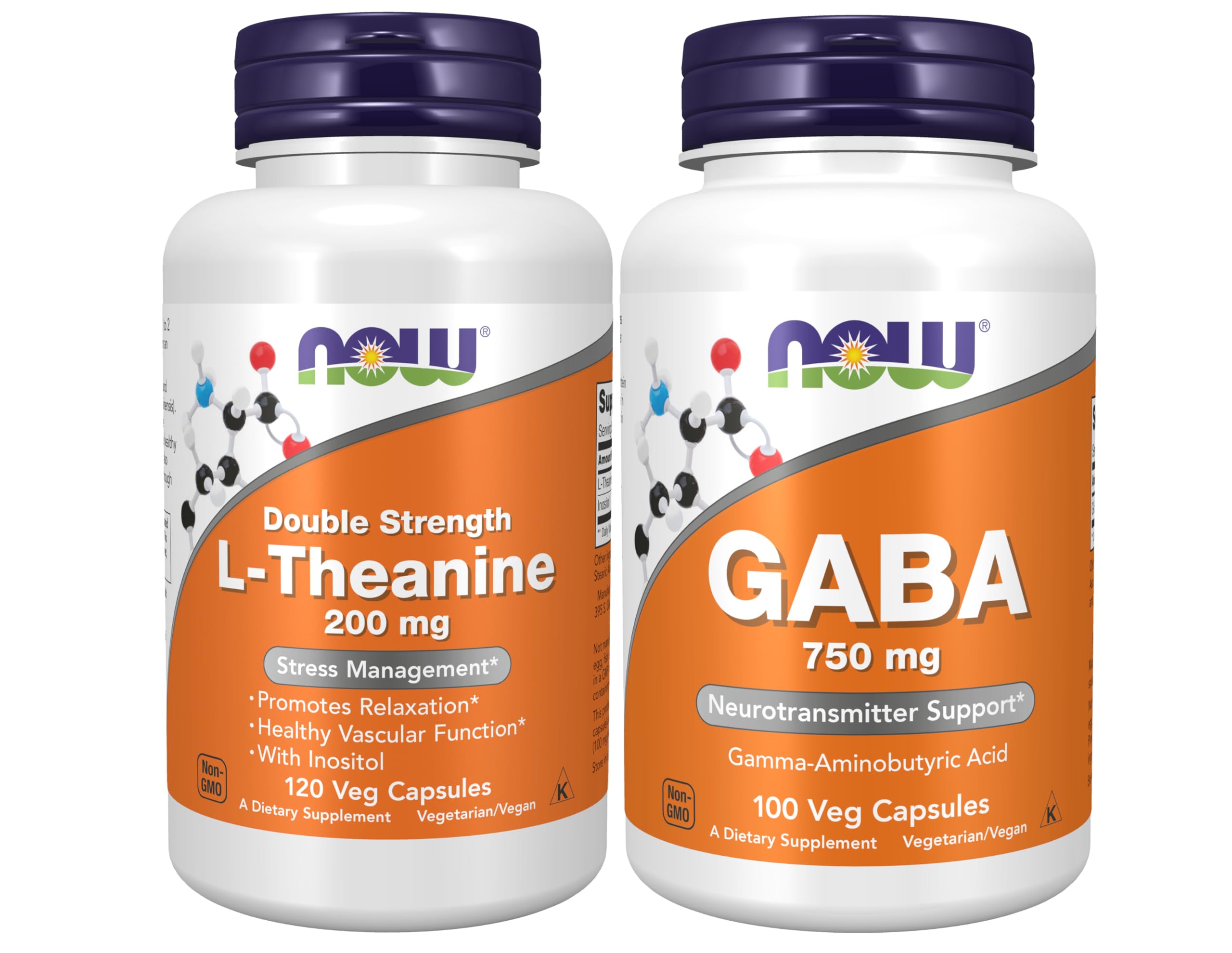 NOW Foods L-Teanina 200 mg con Inositol, cápsulas veganas para relajación suave