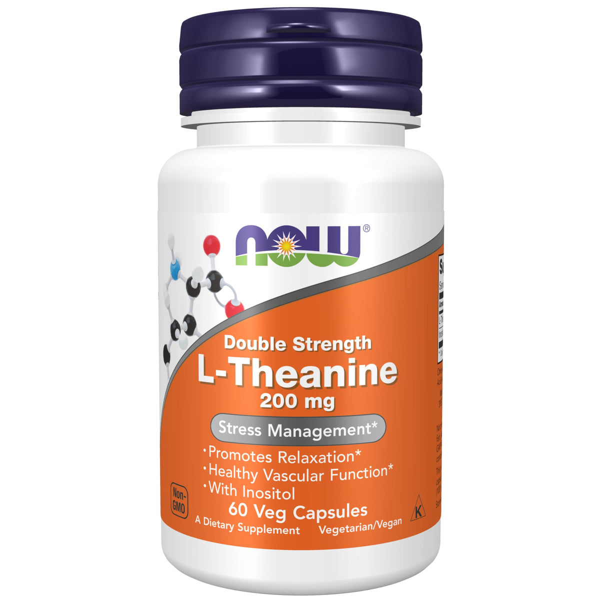 NOW Foods L-Teanina 200 mg con inositol en botella: relajación y enfoque.
