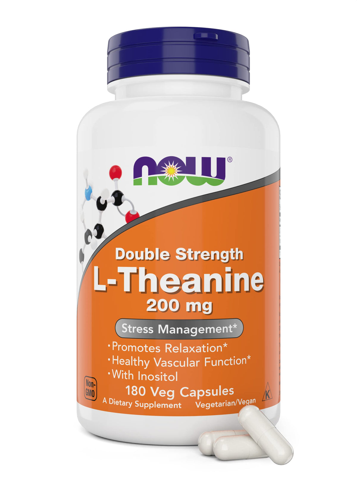 NOW Foods L-Theanine 200 mg cápsulas vegetarianas para relajación suave
