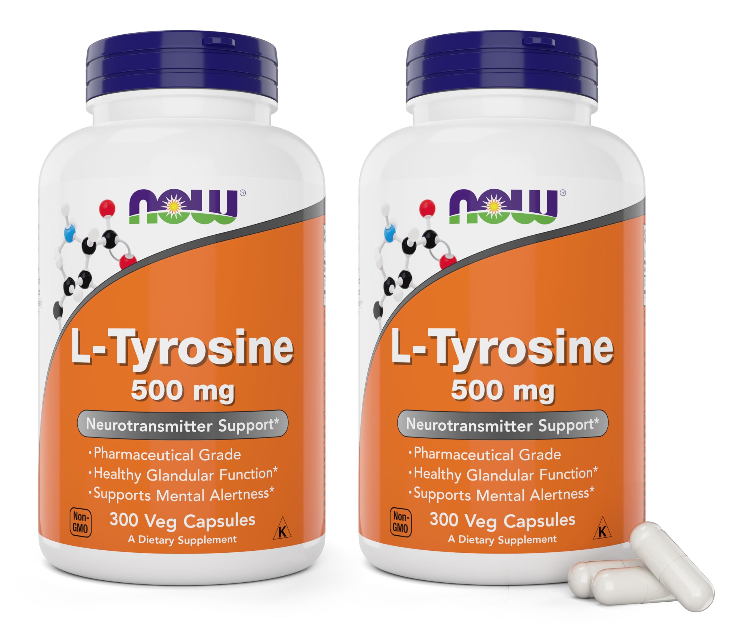 NOW Foods L-Tirosina 500 mg, bote 2-pack: respaldo para energía diaria