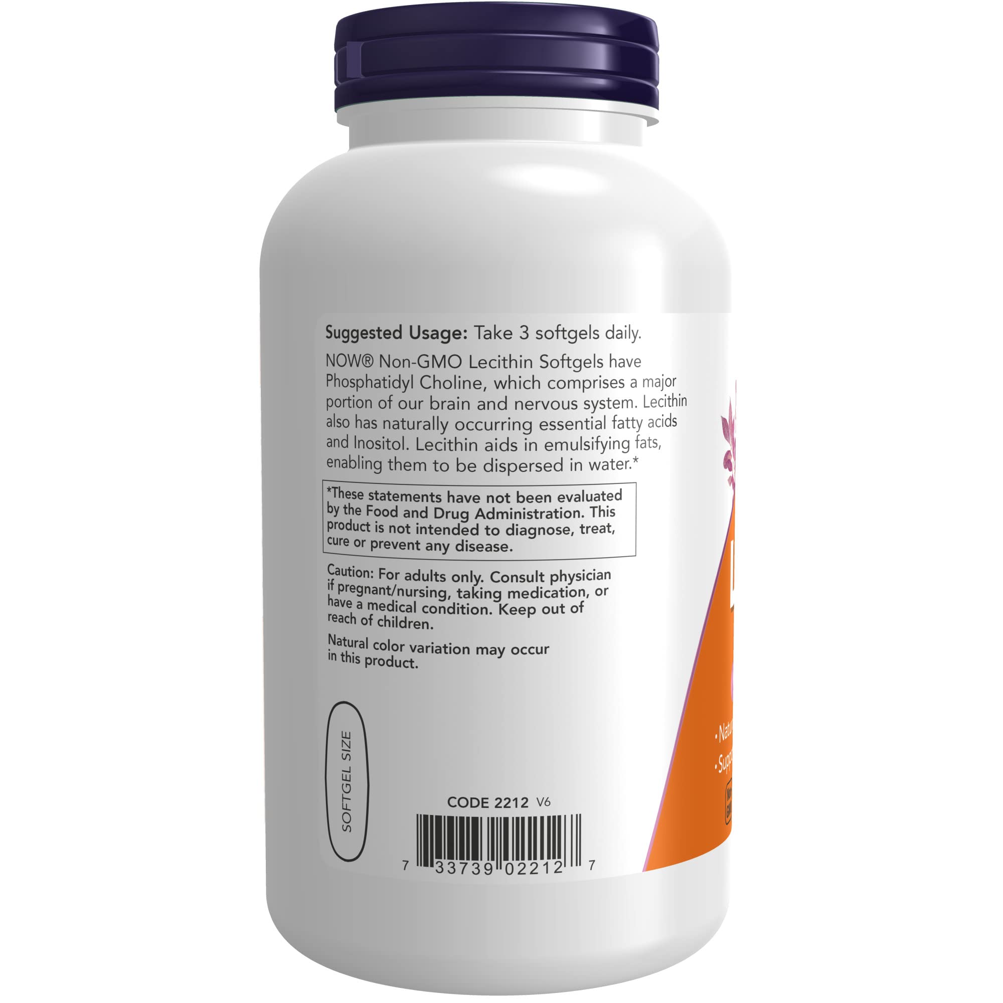 NOW Foods Lecitina, cápsulas blandas, dosis estable para emulsificar grasas naturalmente.