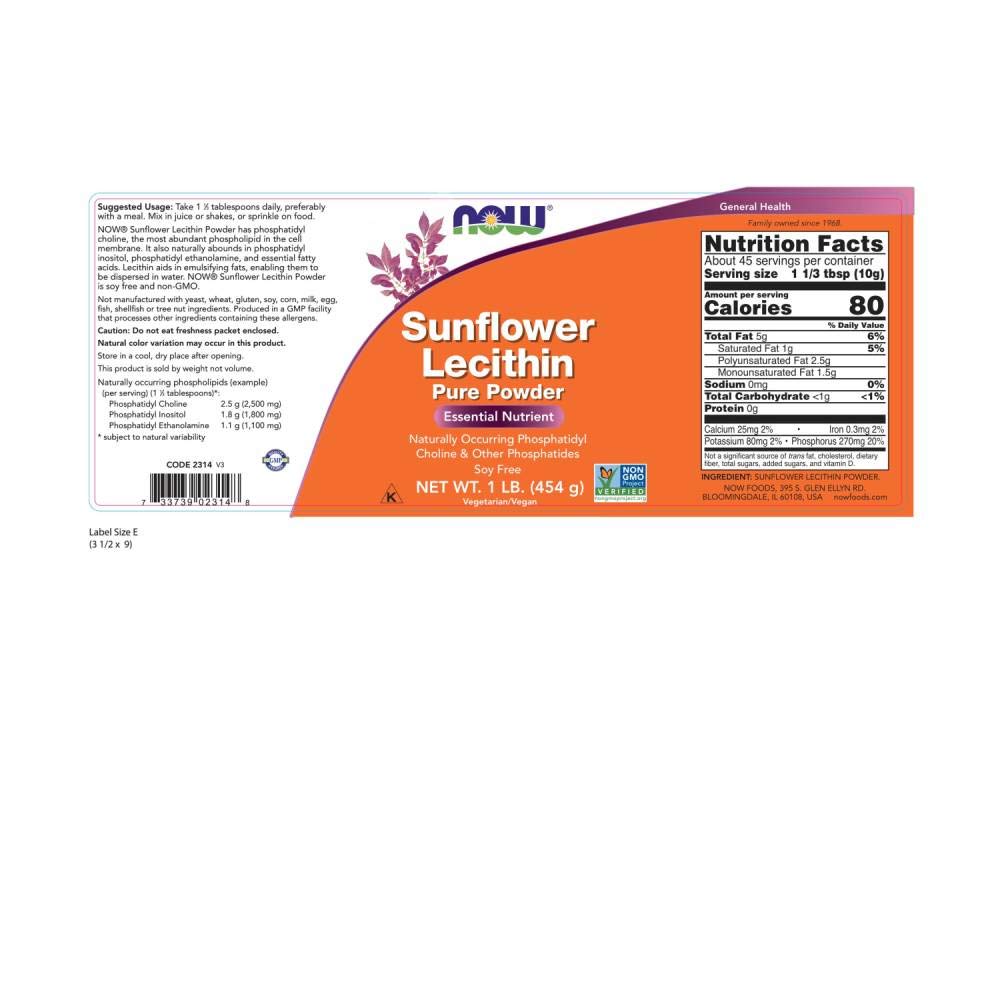 NOW Foods Lecitina de Girasol Polvo, cuchara medidora para porciones precisas
