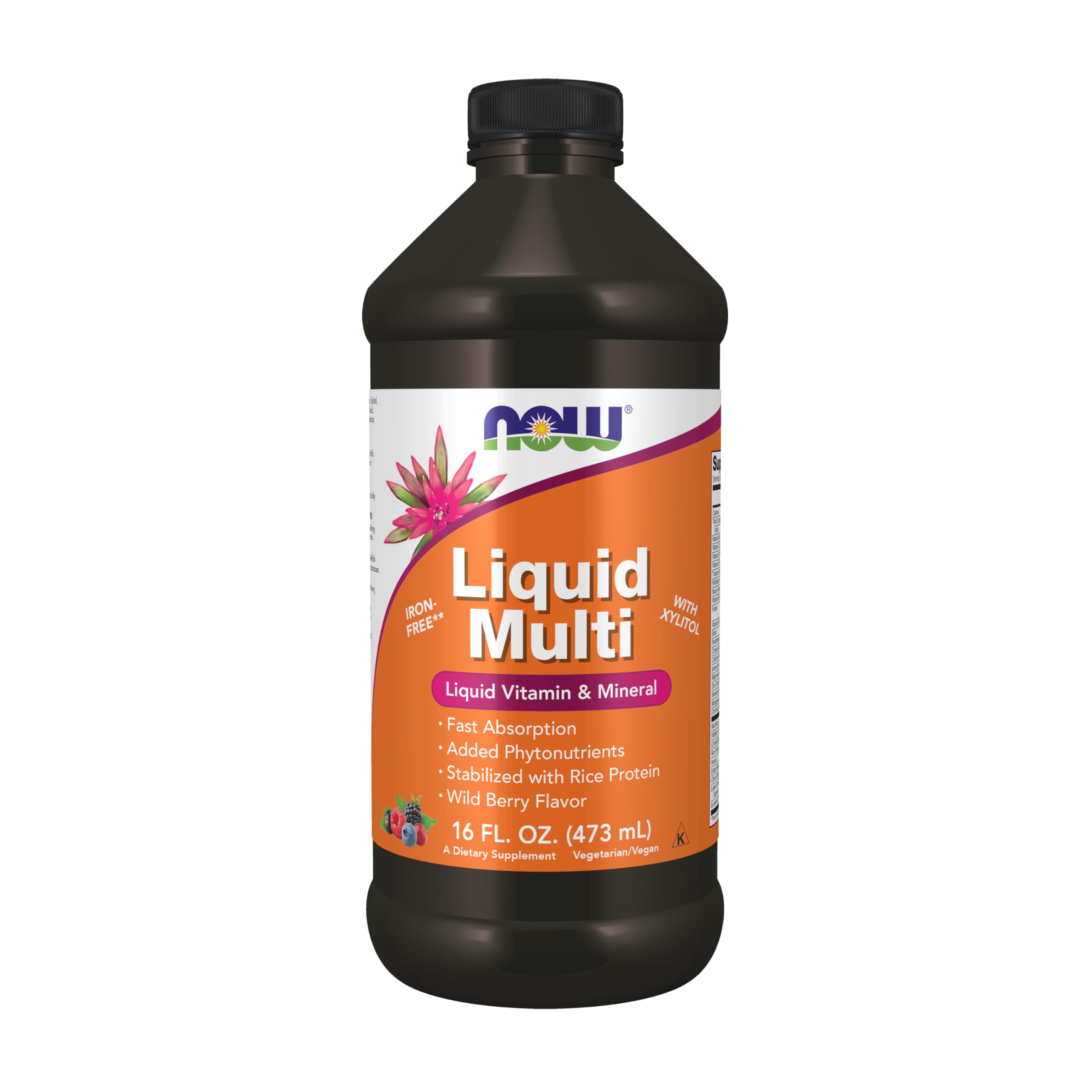 NOW Foods liquido multivitaminico botella frambuesa silvestre: sabor agradable para uso diario