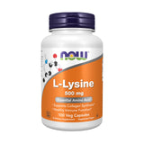 NOW Foods Lisina 500 mg, cápsulas vegetales, apoyo a la síntesis de proteínas y tejido conectivo.