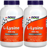 NOW Foods Lisina L 500 mg cápsulas en botella, posible apoyo a la síntesis de proteínas.