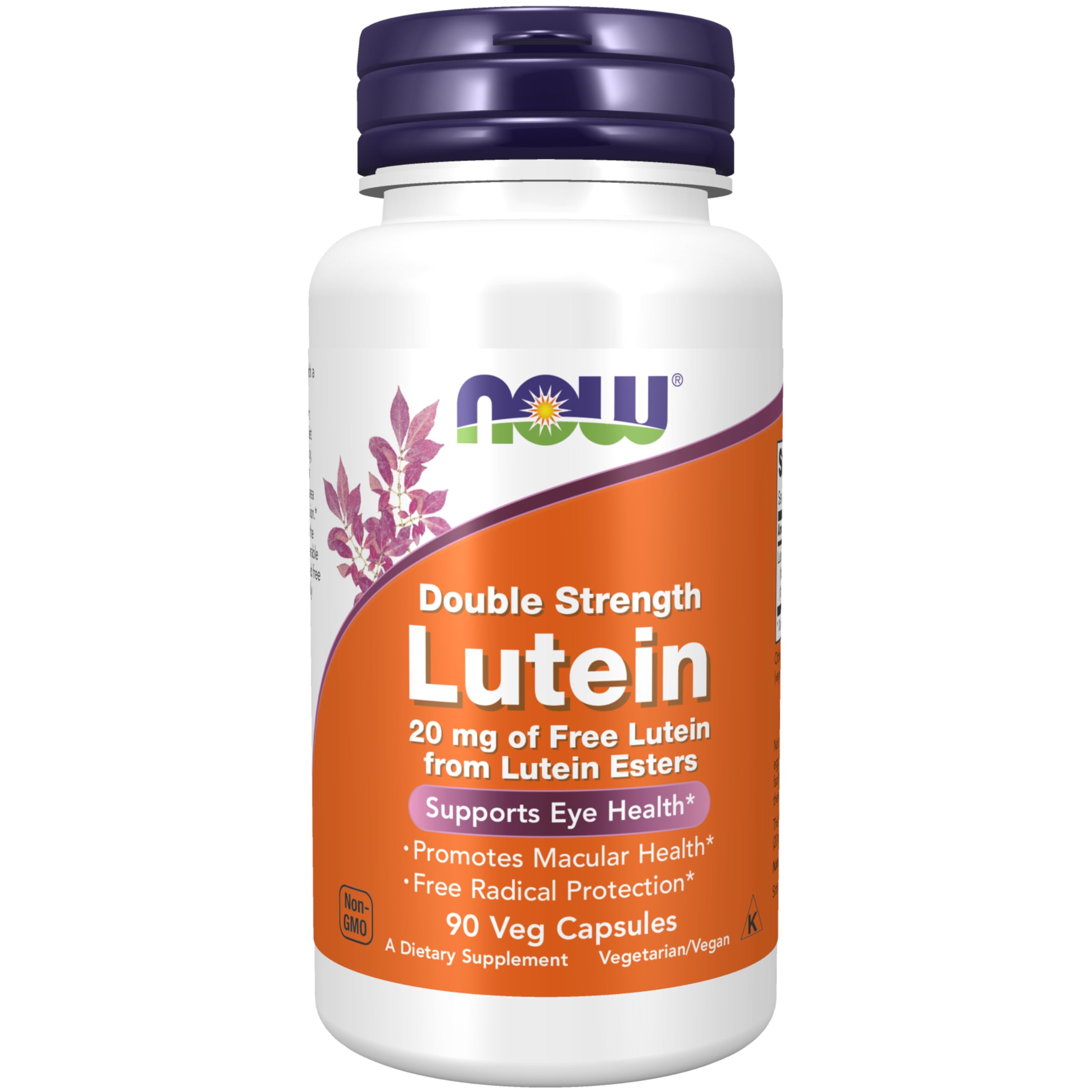 NOW Foods Lutein 20 mg, cápsulas vegetales: posible apoyo a la salud de la visión diaria.
