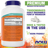 NOW Foods magnesio glicinato etiqueta clara y legible