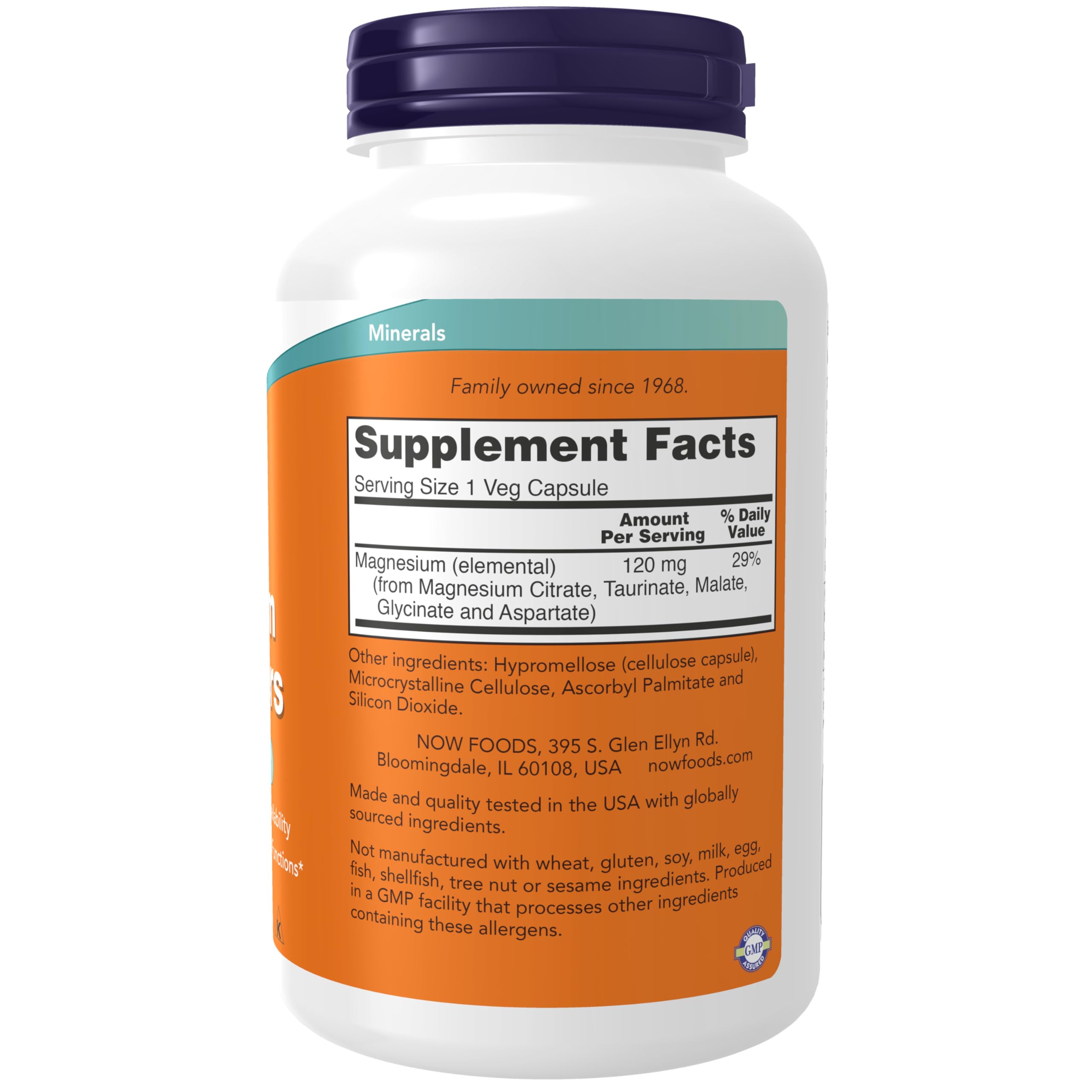 NOW Foods Magnesium Transporters, etiqueta clara de ingredientes para plan de bienestar diario