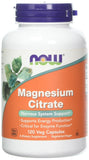 NOW Foods Magnesium Citrate Caps, botella de cápsulas para apoyo energético diario.
