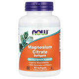 NOW Foods Magnesium Citrate, botella visible, favorece relajación muscular y sueño reparador.
