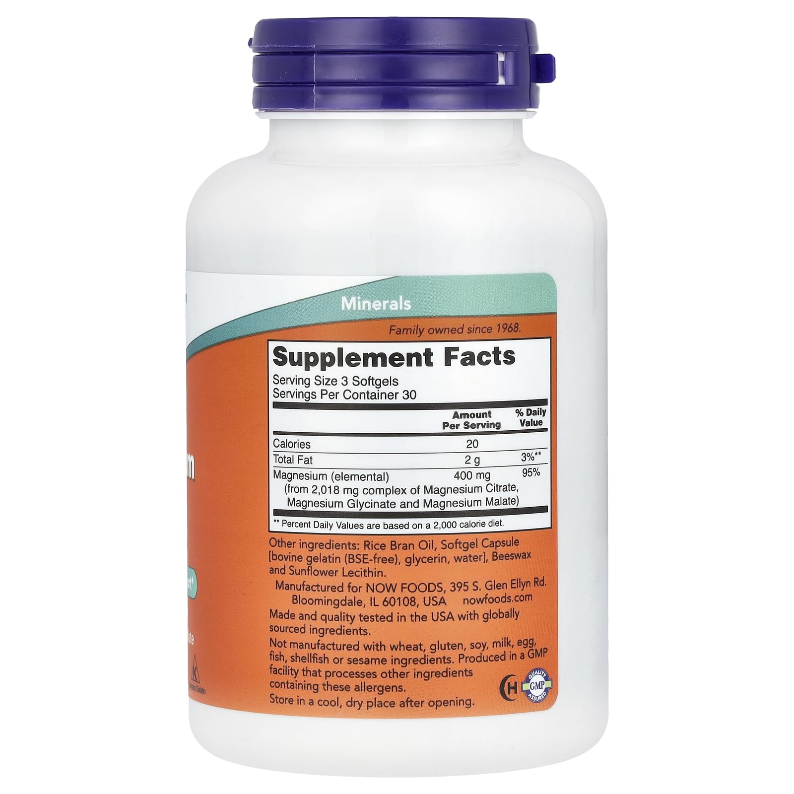 NOW Foods Magnesium Citrate, paquete tres, apoyo a la energía diaria y bienestar.