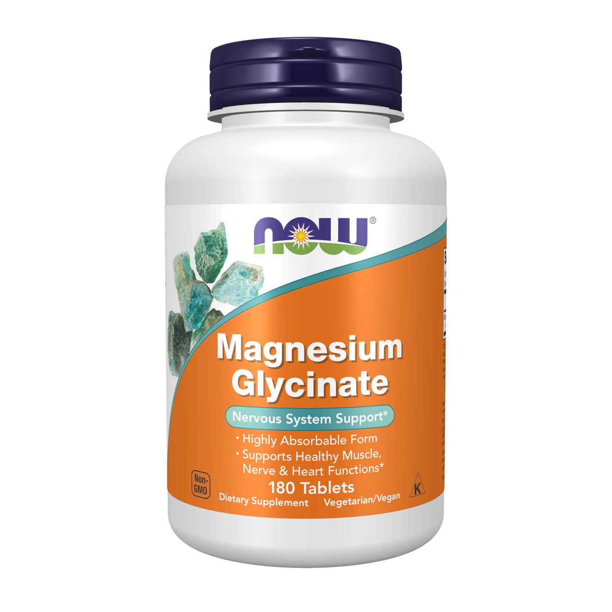 NOW Foods magnesio glicinato en botella de 180 tabletas para uso diario